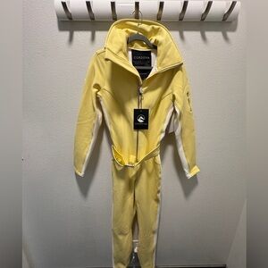 New Condition: Cordova Ski Suit / Yellow / Size Large + Belt Bag